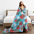 thumbnail image 4 of LNWH Cute Red Strawberry Art Pattern Throw Blanket, Fluffy Soft Cozy Bed Flange Plush Blankets, 80"x60", 4 of 8