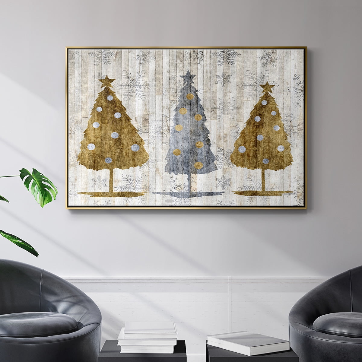 Sophisticated Christmas Collection A - Framed Gallery Wrapped Holiday Canvas - 25 x 37 - Gold Frame