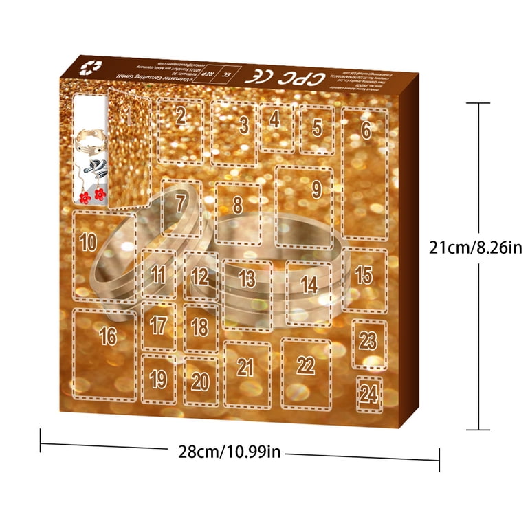 Set Box Size Advent Calendar 2026 Jewelry Accessories Brown, 24-Day Countdown with ...
