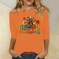 thumbnail image 2 of APEXFWDT Women's Plus Size Thanksgiving T-Shirt - 3/4 Sleeve Crew Neck Turkey Print Casual Tee, Festive Daily Wear,XXXXL,Orange, 2 of 4