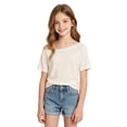 thumbnail image 2 of Toddler Kids Girls T Shirts Short Sleeve Solid Color Slim Shoulder Tee Effortless Casual Top Lightweight Knit Summer Tops Tees 7-8 Years, 2 of 5