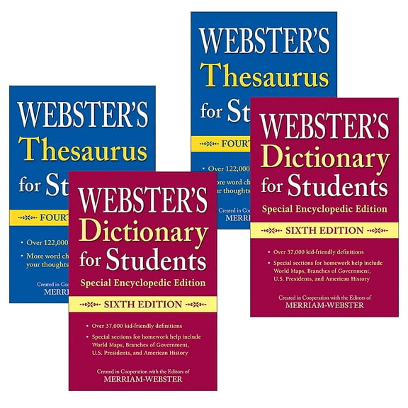 Merriam-Webster Webster's For Students Dictionary & Thesaurus Shrink-Wrapped Set, 2 Sets