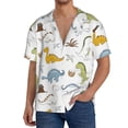 thumbnail image 3 of Xecao offers the Dinosaur for Men's Casual Short-sleeved Shirt, a button-up collared shirt with a pocket, perfect for beach vacations and yacht travel in the 4X-Large size., 3 of 7