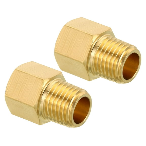 1/4 NPT NPT Male x 1/4 NPT NPT Female Brass Pipe Fitting Hex Reducer Adaptor, 2 Pack