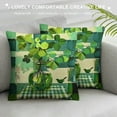 thumbnail image 3 of Nawypu St Patricks Day Lumbar Pillow Covers Green Buffalo Plaid Vase Lucky Clover Decorative Pillow Cases Watercolor Shamrock Cushion Case Spring Holiday Party Home Decor For Sofa Couch, 3 of 5