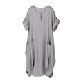 thumbnail image 1 of Vestido suelto femenino Minnieouse manga corta Cuello Irregular color sólido Gris, 1 of 5