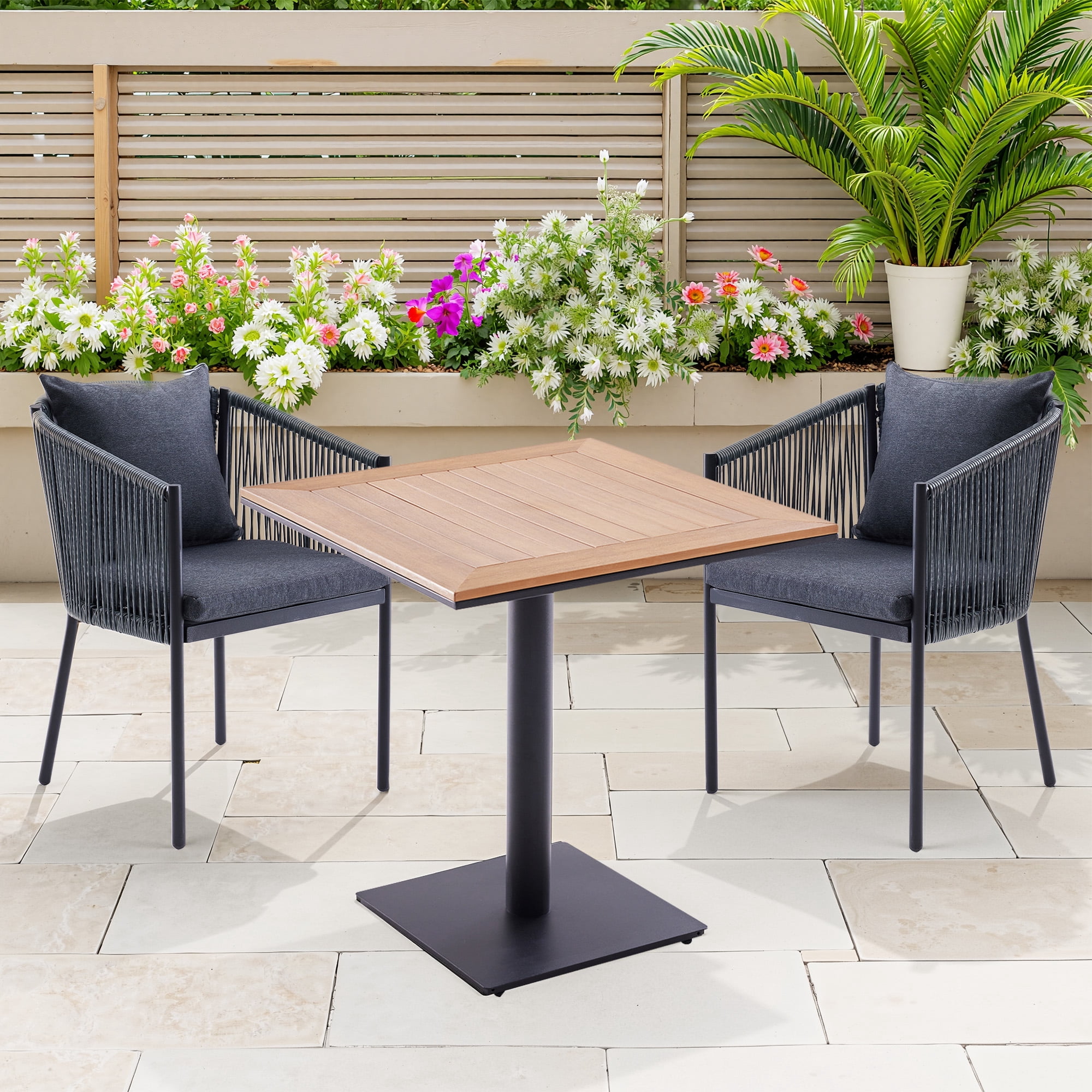 MAYEERTY Outdoor 2-Piece Rattan Patio Dining Chair Set with Cushions for Garden, Backyard & Poolside
