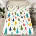 thumbnail image 2 of Feelyou Kids Christmas Full Size Sheets, Cartoon Xmas Tree Bed Sheets, Cartoon Snowflake Print Sheet Sets, Ultra Soft Home Decor, 4pcs, 2 of 7