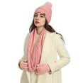 thumbnail image 2 of SGFCWSX Women's Four-Piece Hat Set,Winter Fashionable Warmth Knitted Hat Scarf Glove Socks Pink Free Size, 2 of 7
