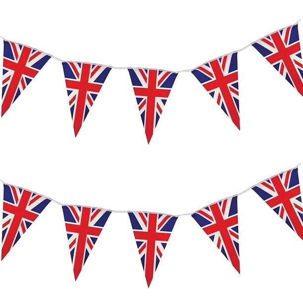 30 banderas colgantes de bandera británica para decoración de oficina en casa (triángulo de 10 m) Ehuebsd Para estrenar