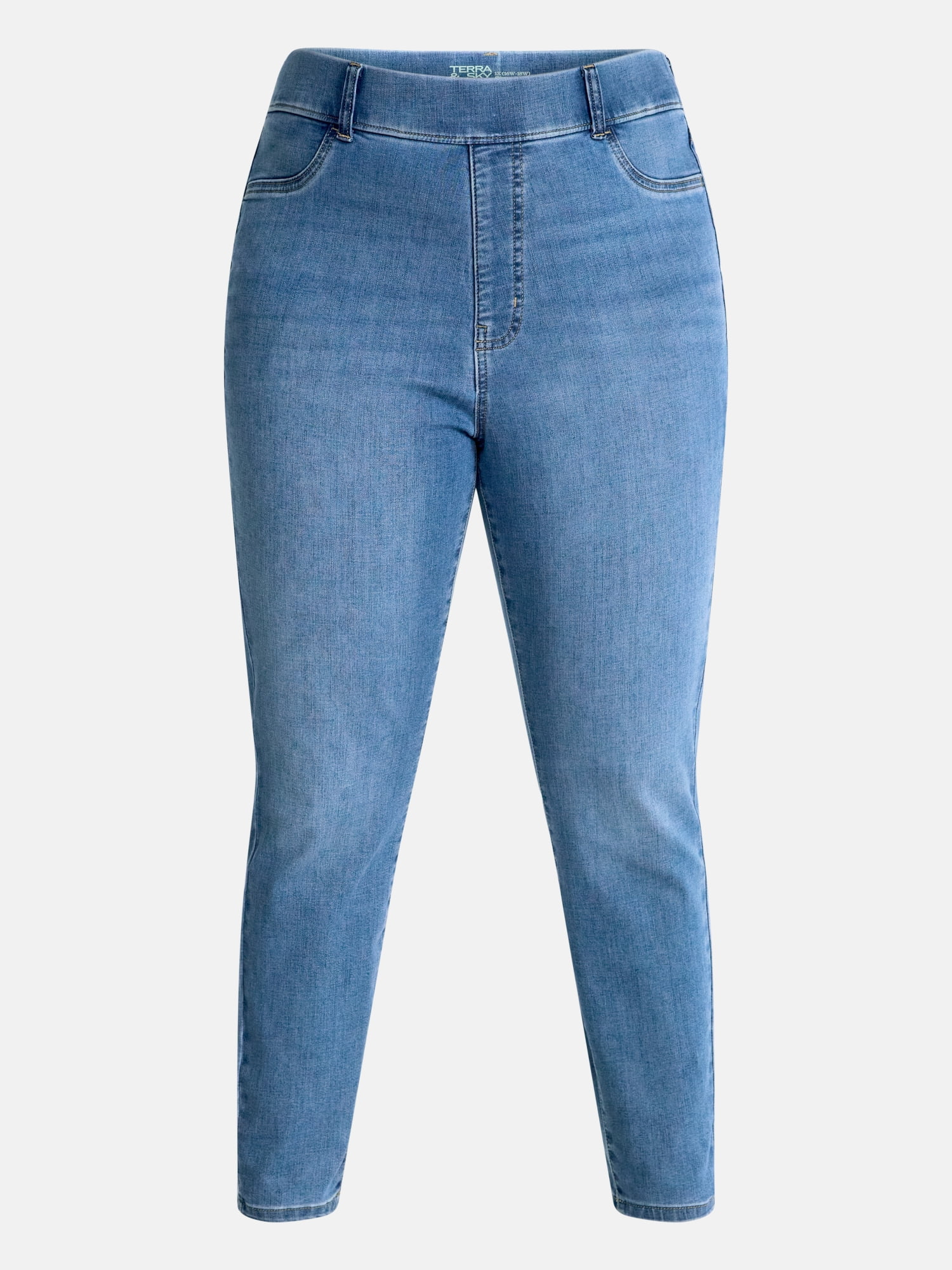 Terra & Sky Women's Plus Signature Mid Rise Pull On Skinny Jeggings, Sizes 0X-5X