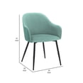 thumbnail image 6 of 23 Inch Modern Dining Chair, Curved Back, Polyester, Metal Legs, Teal Blue - Saltoro Sherpi, 6 of 6