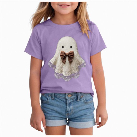 CAUYDY Toddler Little Girl Boy Halloween Shirt Kid Graphic Print Tshirt Short Sleeve Tee Top,5-6 Y