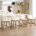thumbnail image 5 of Zesthouse 25.8" Modern Bar Stools Set of 2, Wooden Counter Height Barstools with Back, Upholstered Linen Counter Stools with Distressed Solid Wood Legs for Kitchen Island, Beige, 5 of 11