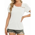 thumbnail image 3 of MOYIKO Womens Petal Sleeve Tops Summer Trendy T Shirt Casual Loose Square Neck Button Blouse Tees, 3 of 7