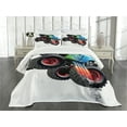 thumbnail image 3 of Ambesonne Cars Quilted Bedspread Set 3 Pcs, Monster Truck Cool Cartoon, Queen Size, Aqua Green Black, 3 of 5