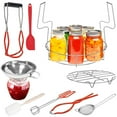 thumbnail image 1 of 9Pcs Canning Supplies Starter Kit Stainless Steel Canning Tools Set with Canning Rack Jar Lifter Scraper Filter Kitchen Tongs Jar Wrench Clean Brush Funnel Steaming Rack for Home Kitchen, 1 of 9