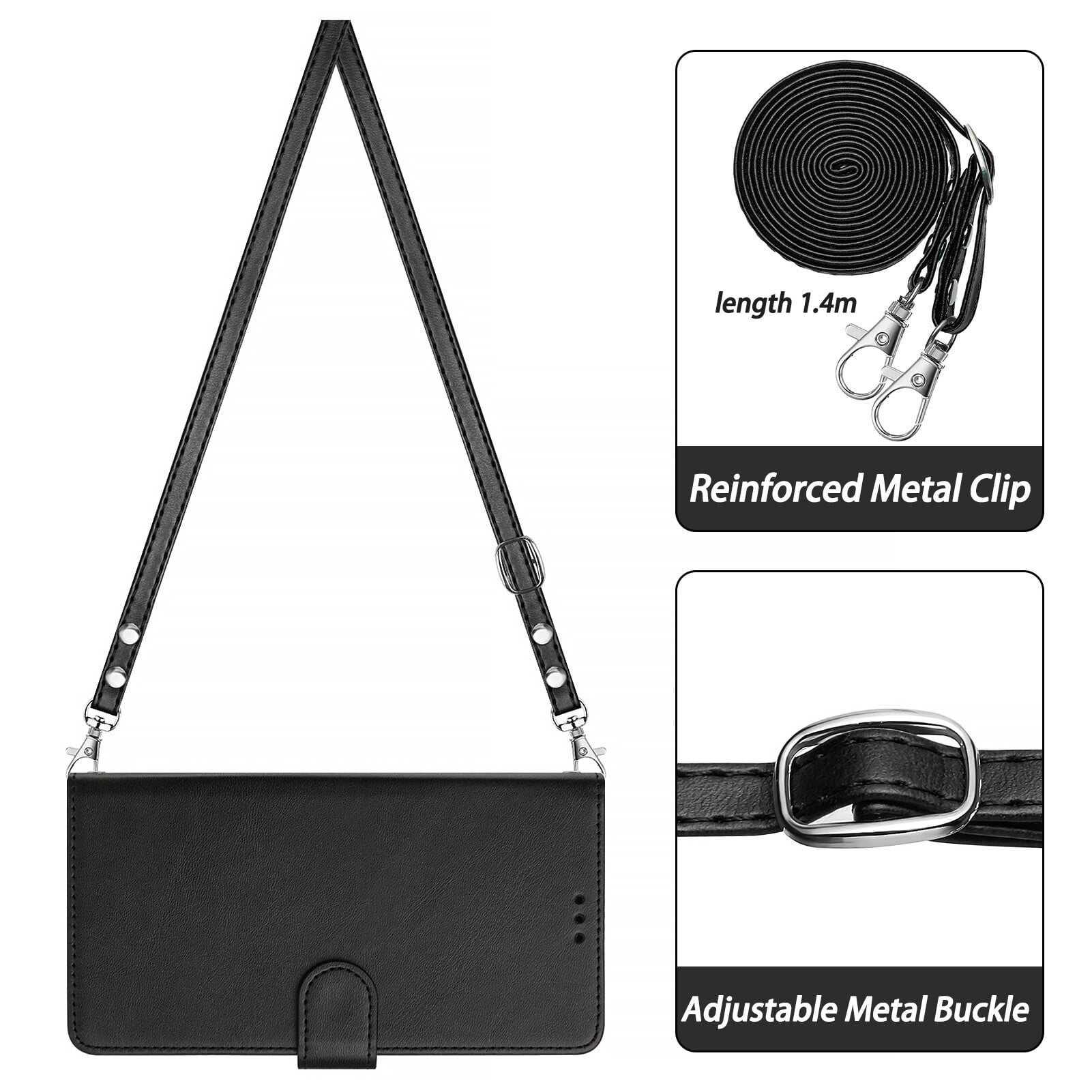 TCL 40 SE Case ,RFID Blocking Cover Crossbody Lanyard Flip Leather Wallet Case for TCL 40 SE