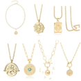 thumbnail image 2 of Collier Pendentif en Or 18K Médaillon Trombone Chian Collier Ras du Cou Superposition Bijoux pour Femmes Filles (Style 5), 2 of 4