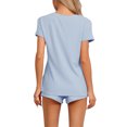 thumbnail image 3 of INSPIRAR CHIC Pijamas de Mujer con Mangas Cortas y Pantalones Cortos de Cintura Elástica Conjuntos de Ropa de Lounge Casual L Azul, 3 of 6