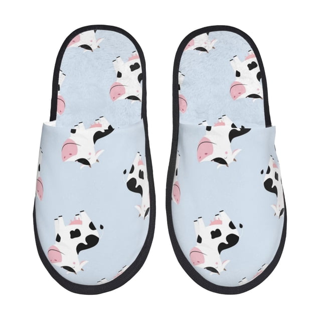 Fotbe Cute Farm Cow Pantuflas Peludas para Mujer con Estampado, Zapatillas de Peluche, Zapatos de Invierno para Casa, Uso Interior y Exterior-Medium