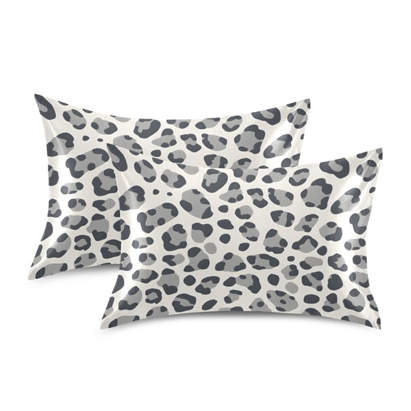 Yayeee Pillowcase Standard Size Set of 2 Satin Wrinkle Resistant Envelope Pillow Case, Gray Leopard Pattern