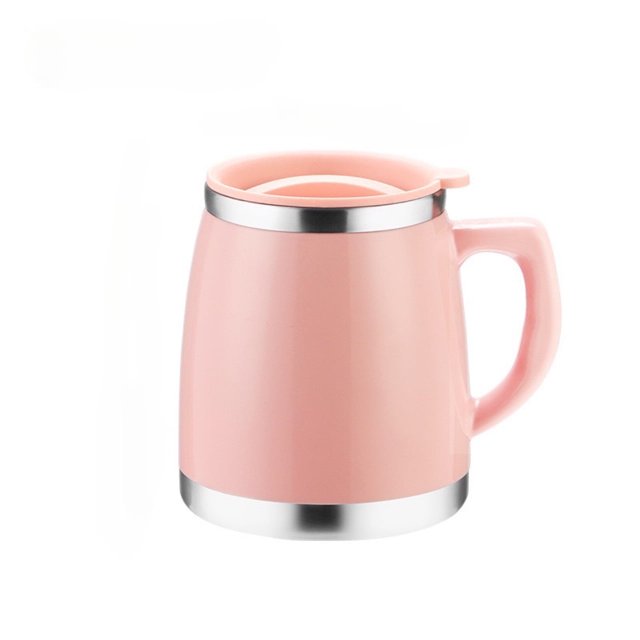 Taza de café de 500 ml con aislamiento al vacío para camping con tapa, vaso de viaje de acero inoxidable de doble pared para café al aire libre
