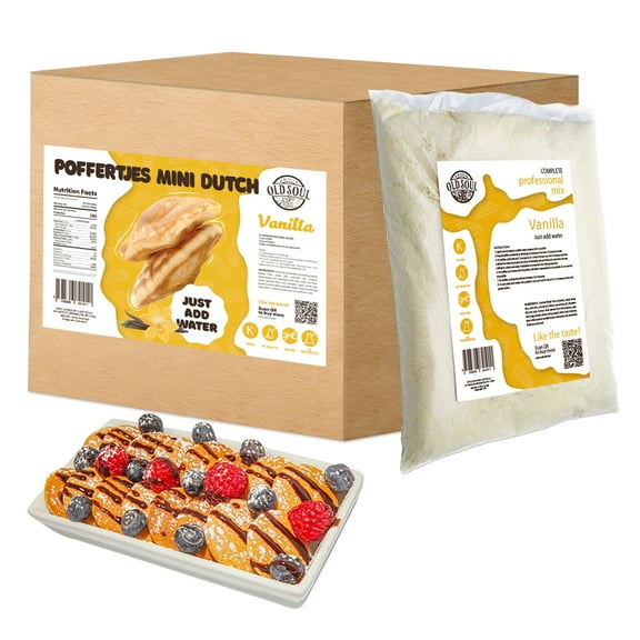 OldSoul Poffertjes Waffle Mix | Vanilla Flavour | Mini Dutch Pancakes Dough Mix | Soy & Nut Free | 30 lbs | 4200 Mini Pancakes
