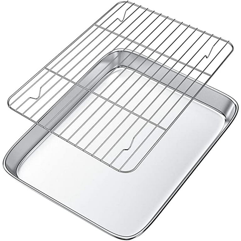 Herogo Baking Pan Sheet with Cooling Rack Set for Oven, 18 x 13 x 1 Inch,  Stainless Steel Fluted Bakeware Cookie Sheet Tray Non-stick, Dishwasher Safe
