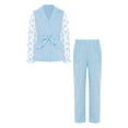 thumbnail image 3 of TTAO Girl's Dressy Suit Set Formal Wear for Wedding Party Button Blazer Jacket with Elastic Pants 2 Piece Outfits Light Blue 2-3, 3 of 7