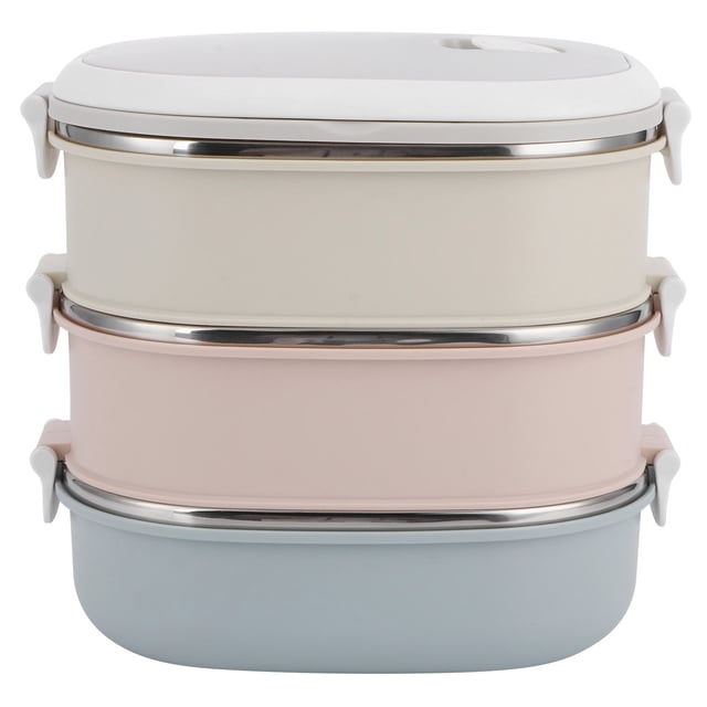 Boîte à lunch - Boîtes à bento thermiques empilables et étanches en acier inoxydable 3 couches pour enfants adultes Conteneur alimentaire portable pour l'école Bureau Travail Pique-nique à la maison