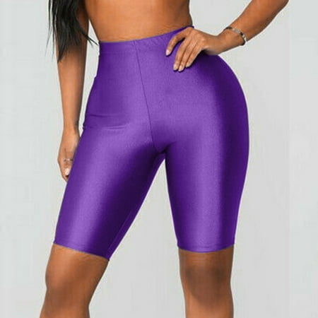 

AXXD Pajama Shorts High Waist Yoga Workout Basic Leggings Biker Shorts Women Set Purple 4