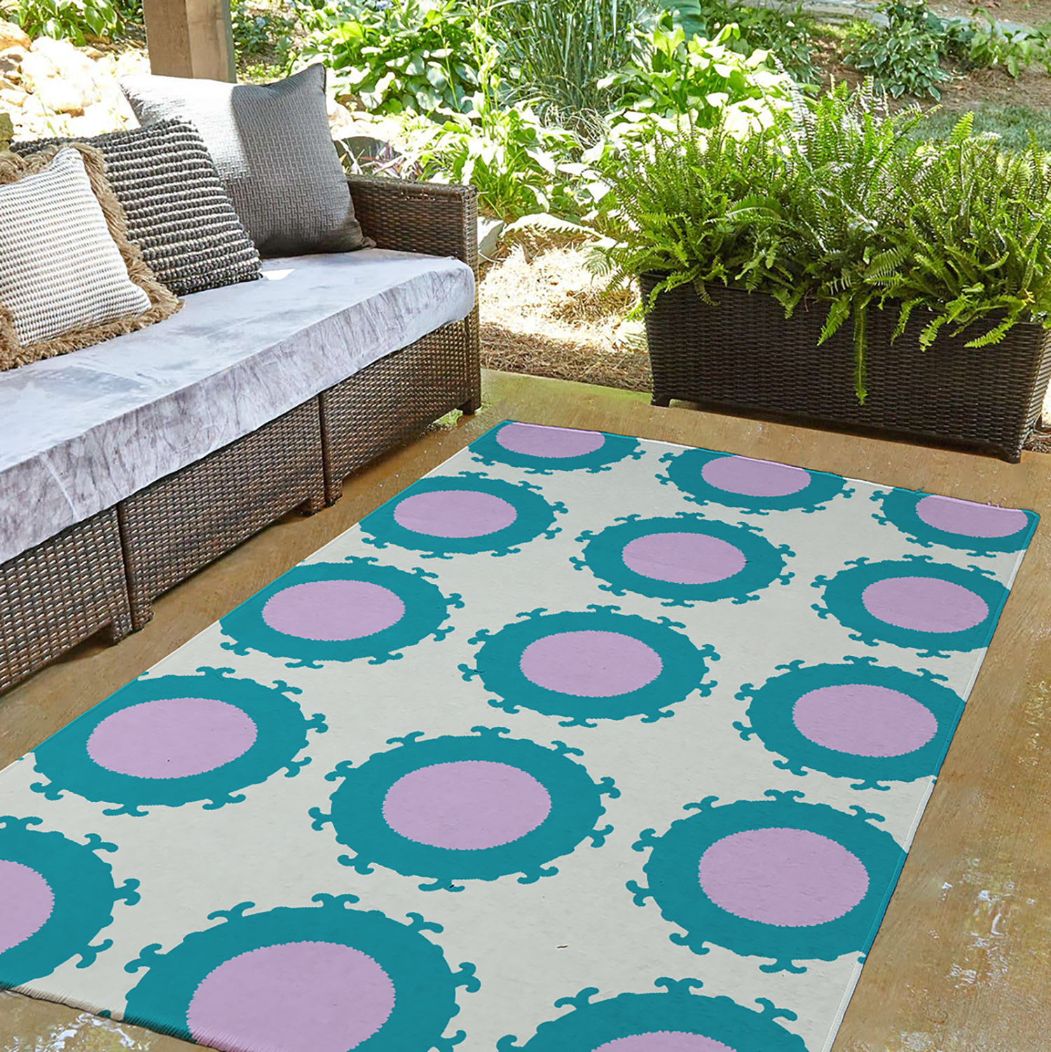 Simply Daisy 3' x 5' Lilac Pan Bubbles Spring Chenille Indoor/Outdoor Rug