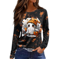 thumbnail image 3 of Womens Long Length Sleeve Tops Pumpkin Cute Ghost Graphic Casual Blouse Pumpkin Print Festive Autumn Top, 3 of 6