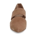 thumbnail image 3 of YDN Women's Fashion Mary Jane Pumps Pointy Toe Elastic Strap D'Orsay Comfy Ballet Flats Back Zipper Comfy Walking Outfit Shoes Size 5 Brown, 3 of 4