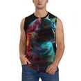 thumbnail image 2 of Lsque Neon Spectrum Cat Portrait Print Men's Cotton Blend Sleeveless Muscle Shirts (S-3XL)- Moisture Wicking, Odor Protection, UPF 30+,Large, 2 of 8