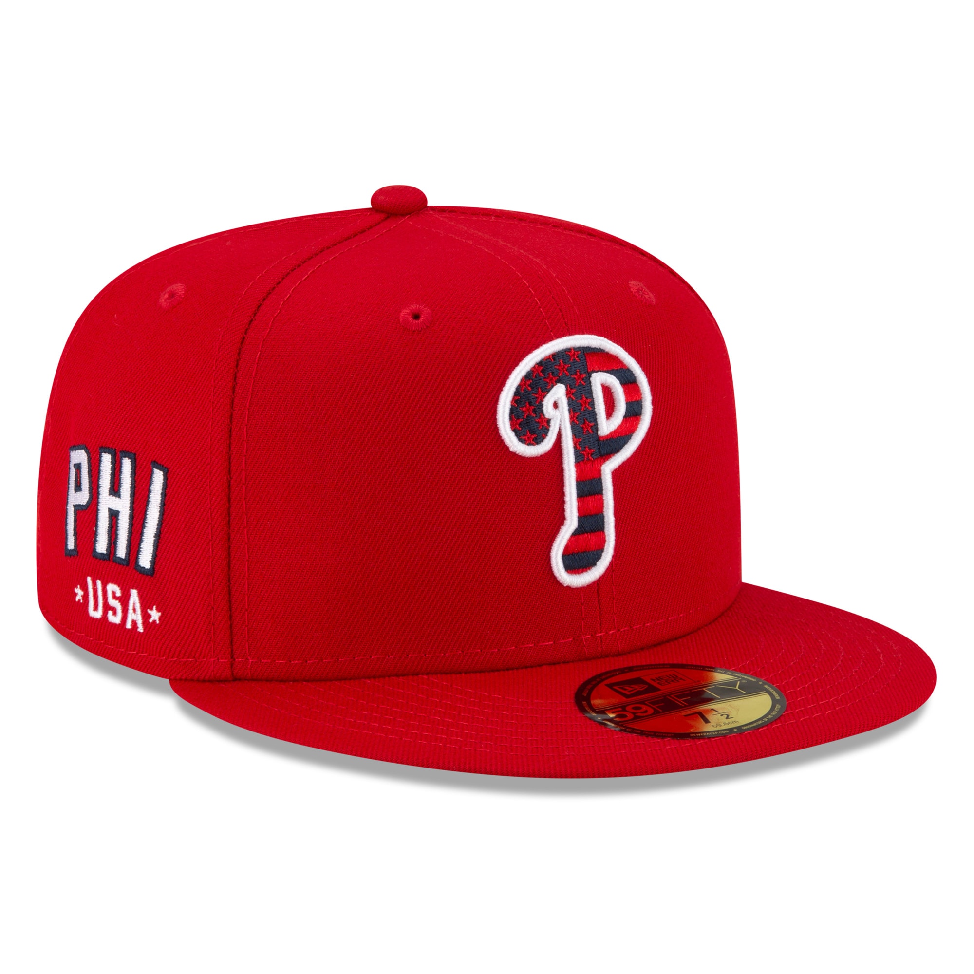 Men's New Era Red Philadelphia Phillies 4th of July OnField 59FIFTY Fitted Hat