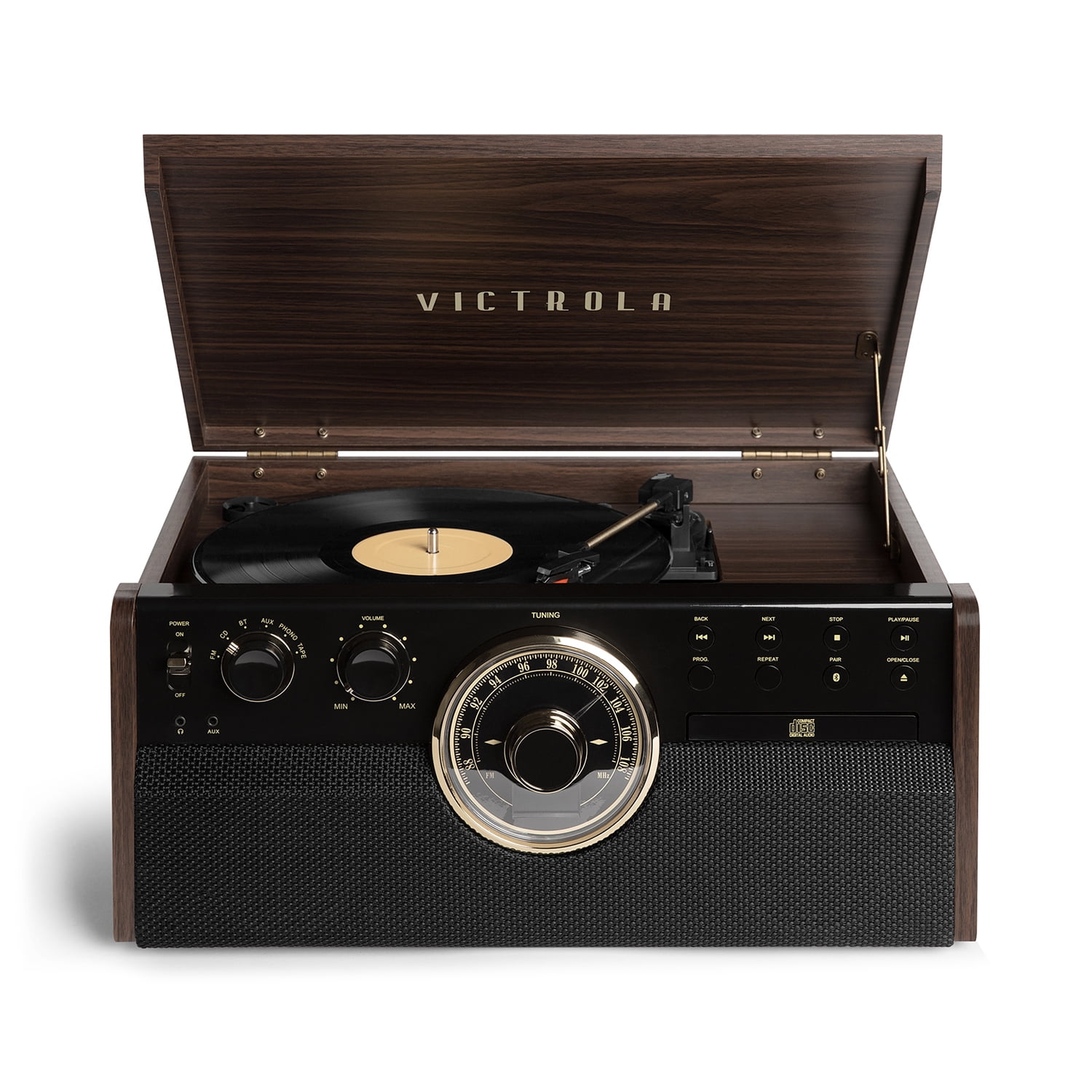 Victrola 6-in-1 Wood Empire Mid Century Modern Bluetooth Record