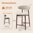 thumbnail image 3 of COLAMY Upholstered Counter Height Bar Stools Set of 3, Kitchen Island Stools with Back, Suitable for 34"-41" Table, Modern Counter Chairs with Wood Legs for Dining Room, Beige, 3 of 11