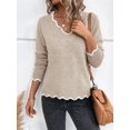 thumbnail image 6 of Women V Neck Sweaters Pullover Cozy Light-Weight Sweaters Long Sleeve Tops Khaki S, 6 of 8