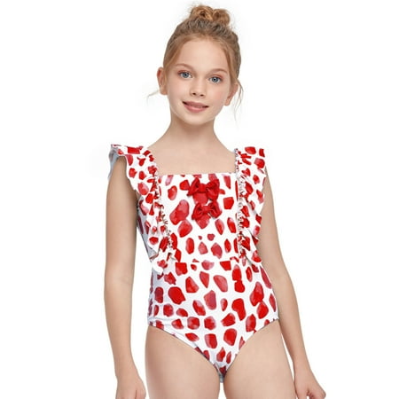 

Toddler Baby Kids Girls Ruffles Bow One-Piece Swimsuit Bathing Beach Swimwear