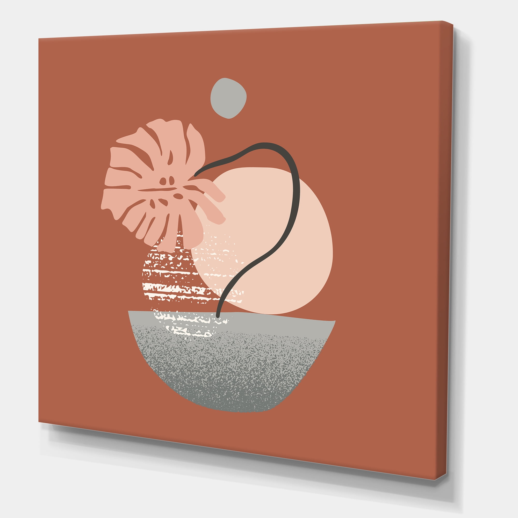Abstract Geometry Shapes and Tropical Palm Leaf IV 30 in x 30 in Painting Canvas Art Print, by Designart