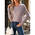 thumbnail image 5 of DOKOTOO Sweaters for Women Hollow Out Long Sleeves Soft Knit Crewneck Winter Sweater, 5 of 10