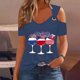 thumbnail image 3 of Tops de Hombro Frío para las Mujeres Día de la Independencia Impreso Fuera Del Hombro Blusa con Cuello en V, Fuera Del Hombro de las Mujeres, 3 of 4