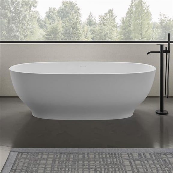 Ruvati 69-inch White epiStone Solid Surface Oval Freestanding Bath Tub Viola