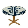 thumbnail image 3 of GOSMITH Vintage Anchor Nautical Theme Decorative Waterproof Resistant Fabric Round Table Cover White, 3 of 7