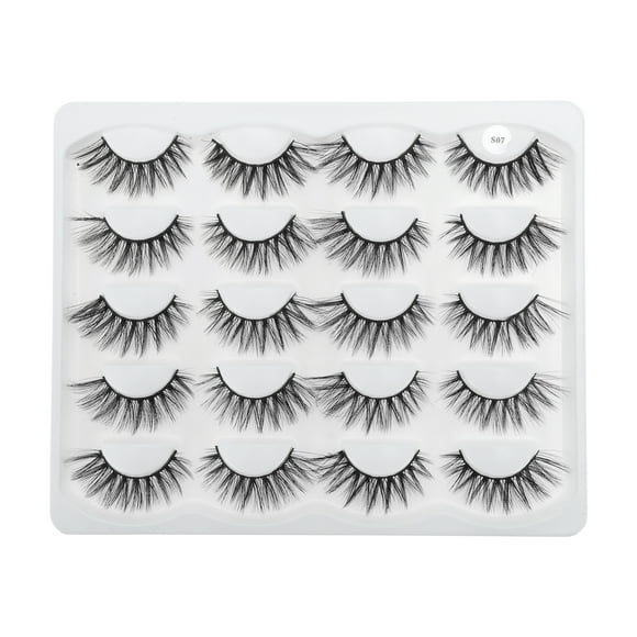 Unique Bargains 10 pares de pestañas postizas para maquillaje negro S07