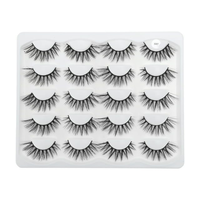 Unique Bargains 10 pares de pestañas postizas para maquillaje negro S07