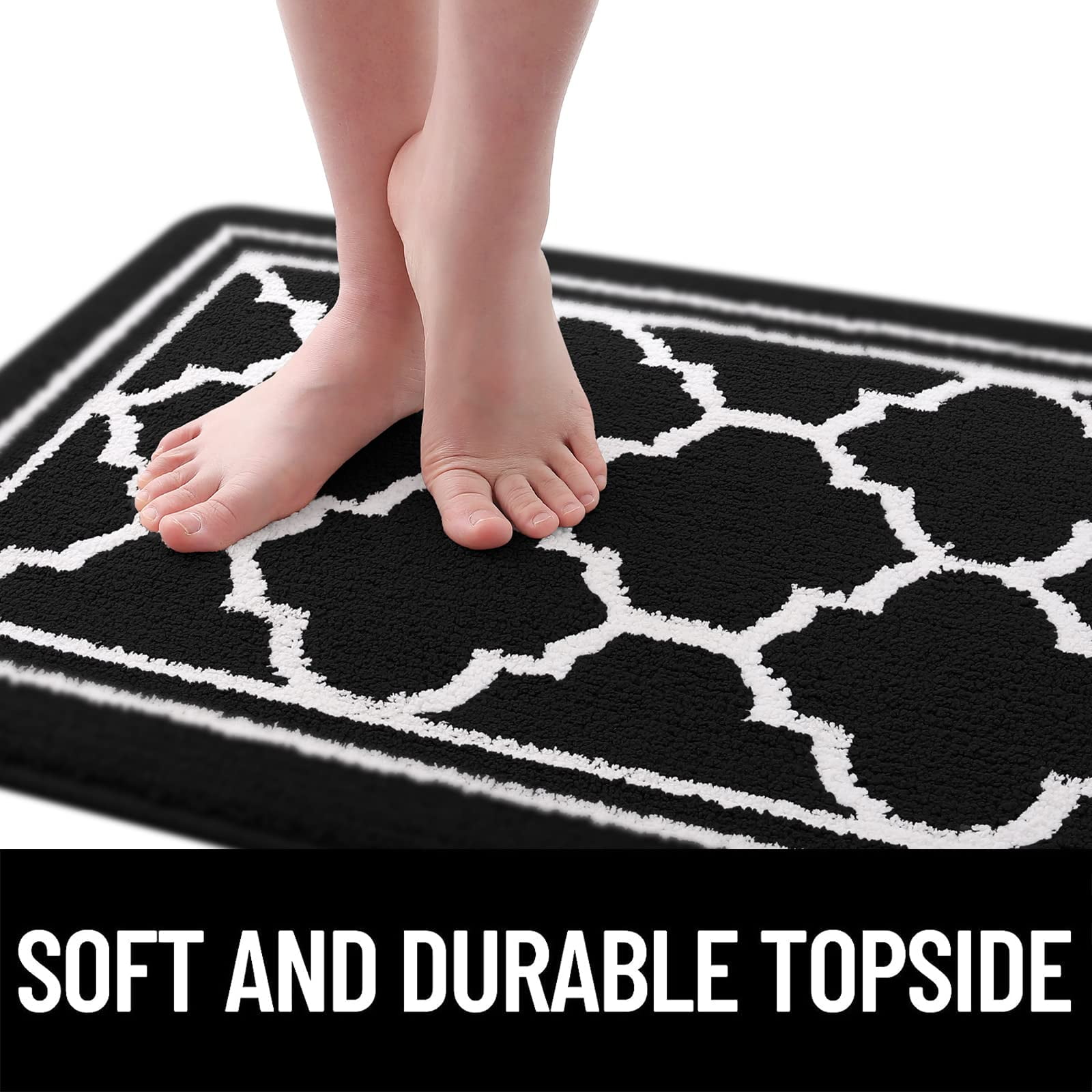 Buganda Door Mats Indoor, 32"×48", Water Absorbent Low Profile Anti-Slip Front Door Mat, Door Rugs for Entrance, Black