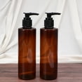 thumbnail image 2 of EeaseMX botellas vacías de loción, dispensadores de gel de limpieza, soporte de plástico para desinfectante, bomba de prensa para el hogar, 250 ml, marrón + cabezal de color aleatorio., 2 of 7